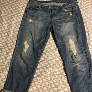 Jennifer Lopez Womens Jeans Blue Boyfriend Distressed Five Pocket Denim Size 10